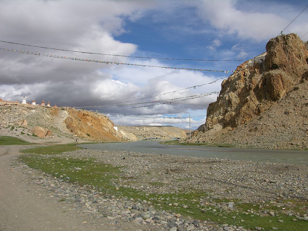 Tibet Kailash 06 Tirthapuri 02 Prayer Flags span the Sutlej River Gorge